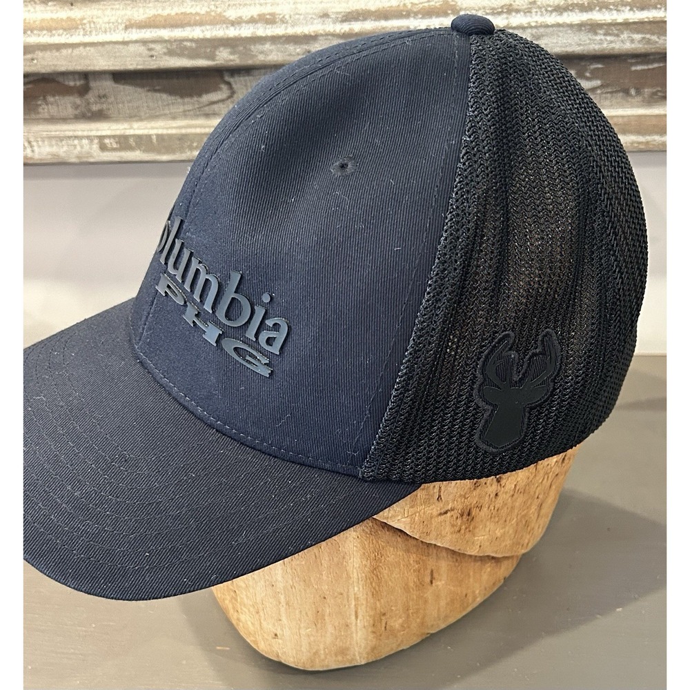 Columbia Black PHG With Antler Logo Cotton/Mesh Hat Size S/M - Picture 2 of 5